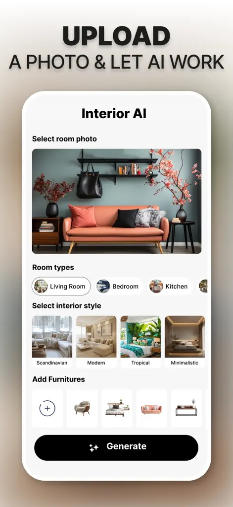 Using a style reference image to guide the AI interior design